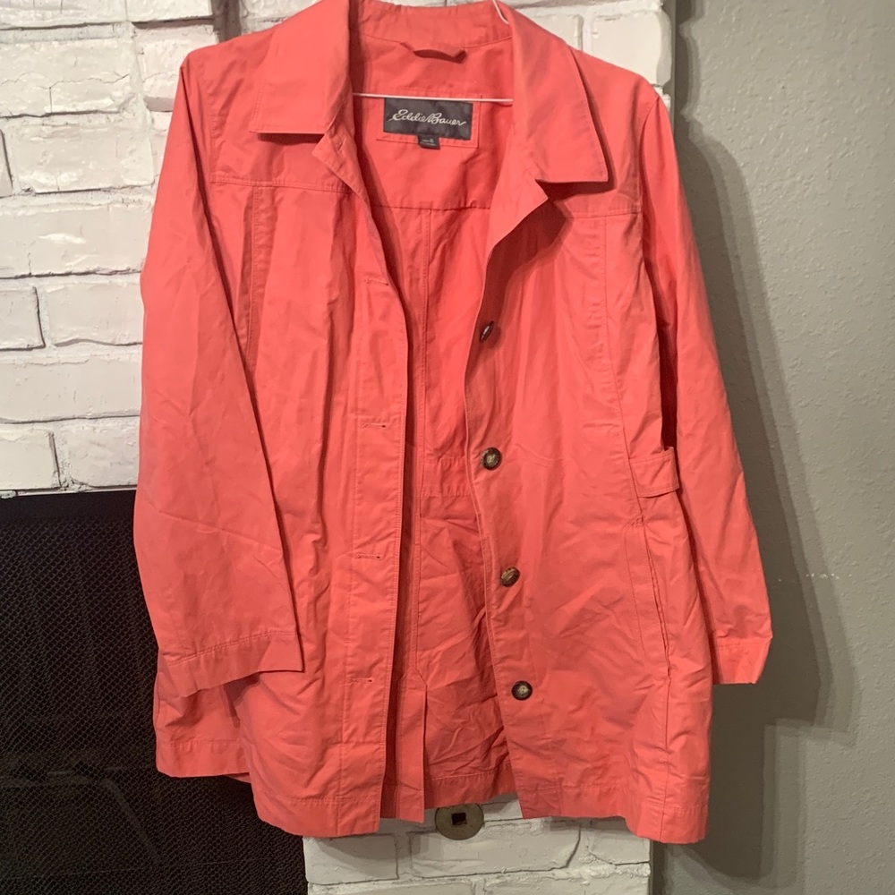Eddie Bauer Coral-Red Women's Lightweight Trench Coat